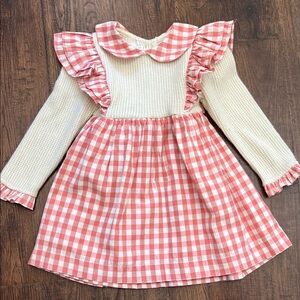 Sal and Pimenta cream and coral sweater dress